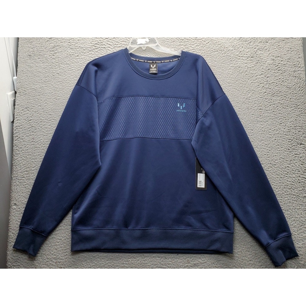 Messi Collection Sweatshirt Mens XL Navy Long Sleeve Crew Neck Stretch Pullover